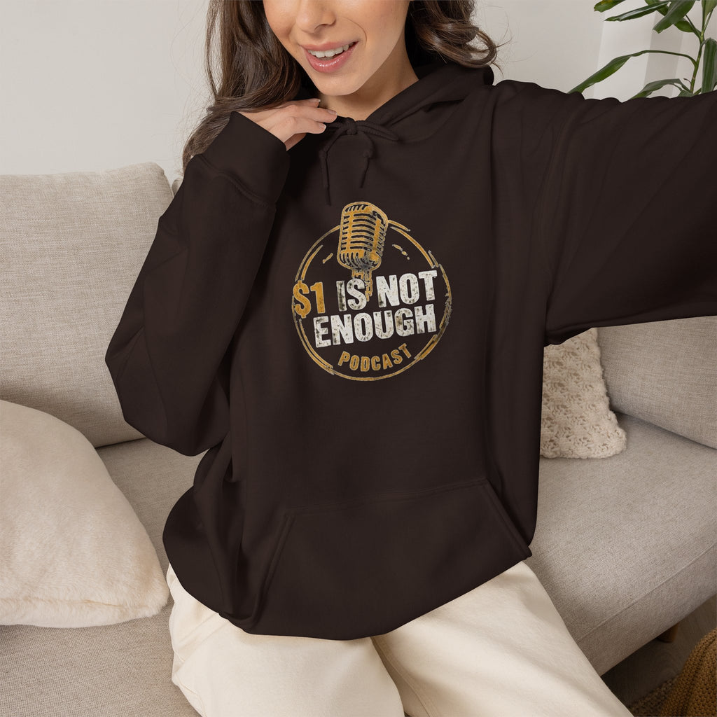 Hoodie – "1 Is Not Enough" Podcast Microphone Logo Pullover